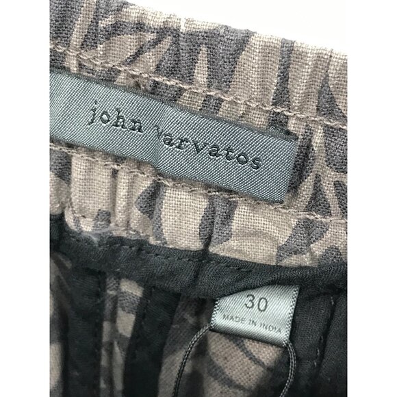 John Varvatos Daryl Leaf Print Cotton Hemp Drawstring Short Licorice Sz 30 NEW - Picture 5 of 7